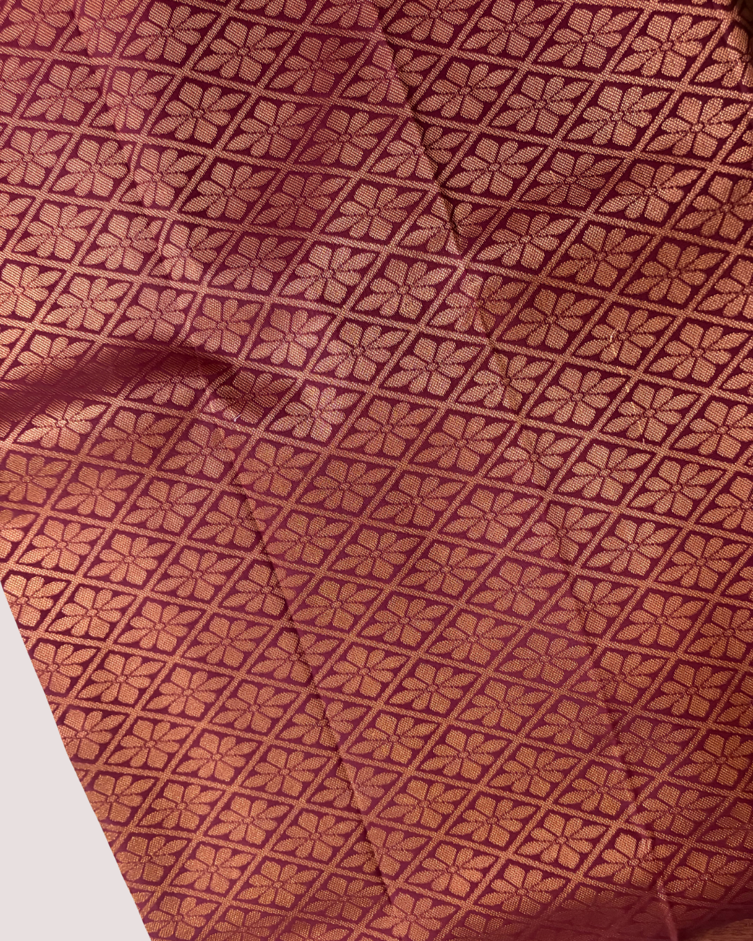 Royal Grace: Blue Kanjivaram Silk Saree with Maroon Zari Elegance
