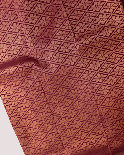 Royal Grace: Blue Kanjivaram Silk Saree with Maroon Zari Elegance